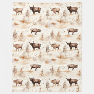 Western Southwest Animal Highland Cow Fleece Blanket