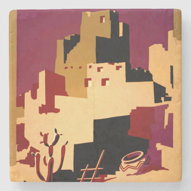 Western Southwest Pueblo WPA National Stone Coaster (Front)