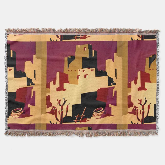 Western Southwest Pueblo WPA National Throw Blanket (Front)