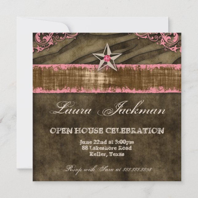 Western Star Photo Card Coral Grad Zebra Suede 2 (Front)