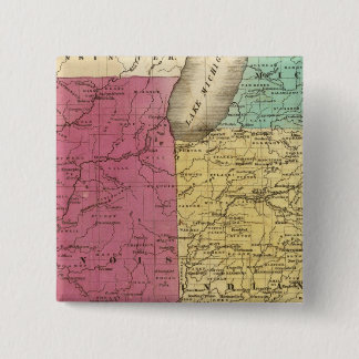 Western States with inset map of Upper Michigan 15 Cm Square Badge
