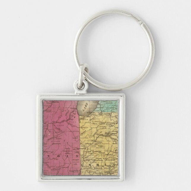 Western States with inset map of Upper Michigan Key Ring (Front)