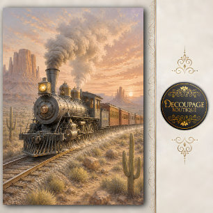 Western Steam Train Decoupage Tissue Paper