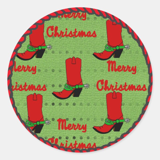 Western Sticker Christmas Cowboy Boots (Front)