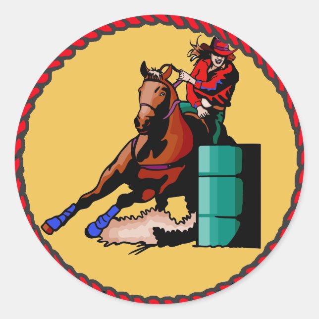 Western Sticker Cowgirl Barrel Racing (Front)