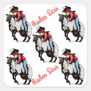 Western Stickers Party Favours Rodeo Mutton Bustin