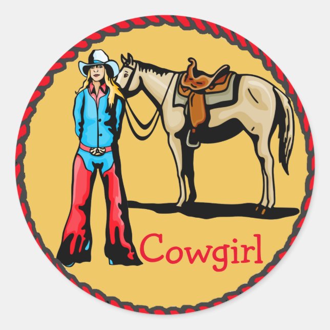 Western Stickers Rodeo Cowgirl With Horse (Front)