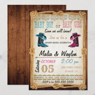 Western Style Baby Reveal Shower Invite