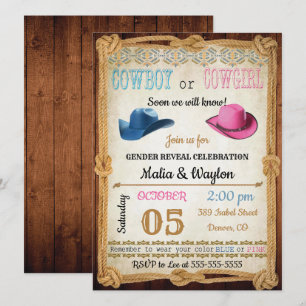 Western Style Baby Reveal Shower Invite