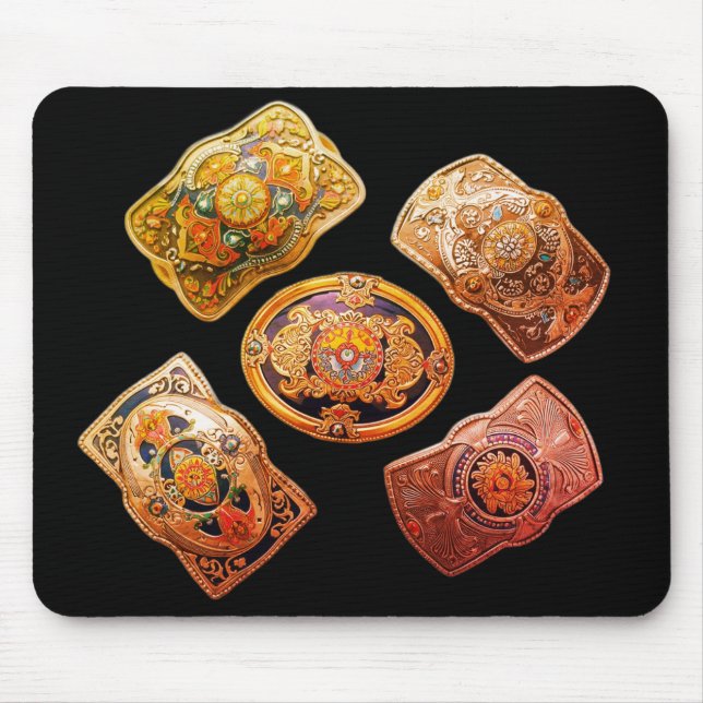 Western Style Belt Buckles Computer Laptop Mouse Mat (Front)