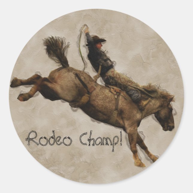 Western-style Bucking Bronco Cowboy Classic Round Sticker (Front)