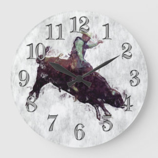 Western-style Bull Rider Rodeo Cowboy Large Clock