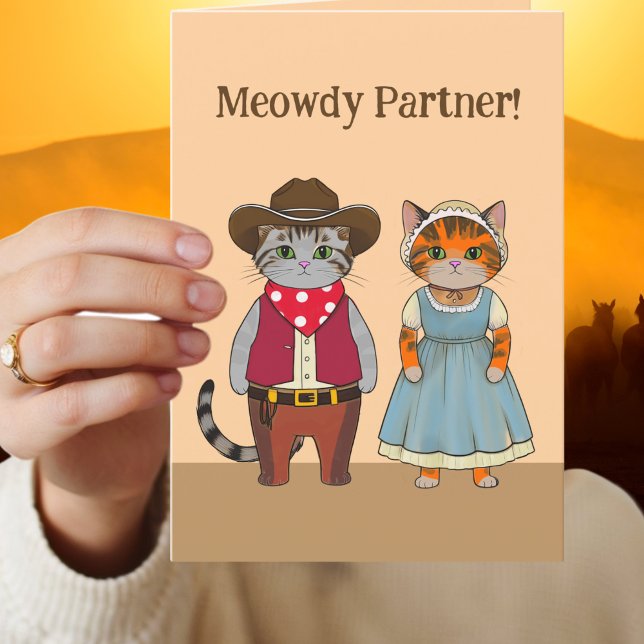 Western Style Cats Valentine Wild West Holiday Card (Creator Uploaded)