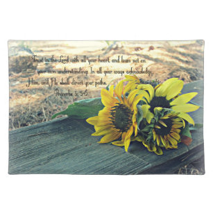 Western Style, Country Sunflowers and Bible Verse Placemat