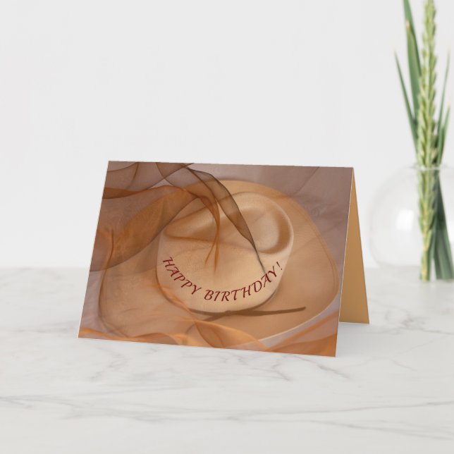 Western Style Cowboy hat with straw brim Card (Front)