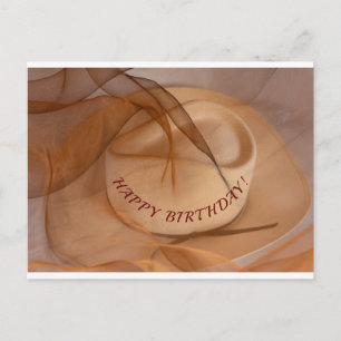 Western Style Cowboy hat with straw brim Postcard