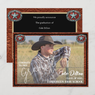 Western Style Cowboy Photo Graduation Announcement