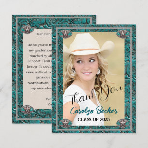 Western Style Cowgirl Photo Graduation Thank You Card