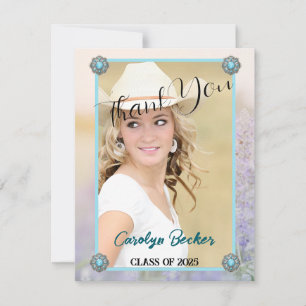 Western Style Cowgirl Photo Graduation Thank You Card