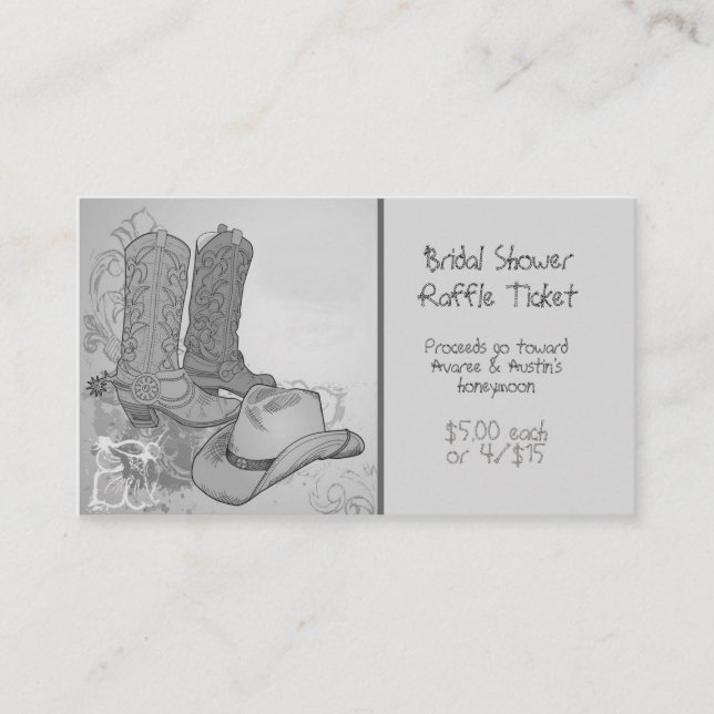 Western Style Cowgirl Raffle  Enclosure Card (Front)