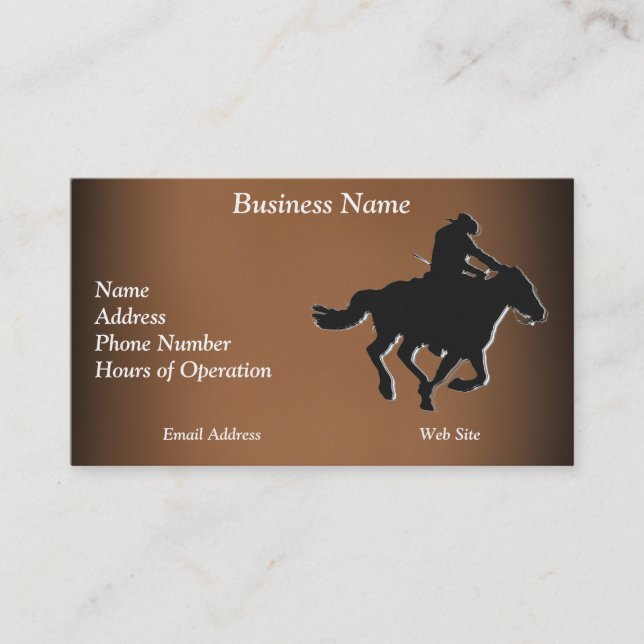 Western-style Galloping Horse and Cowboy Business Card (Front)