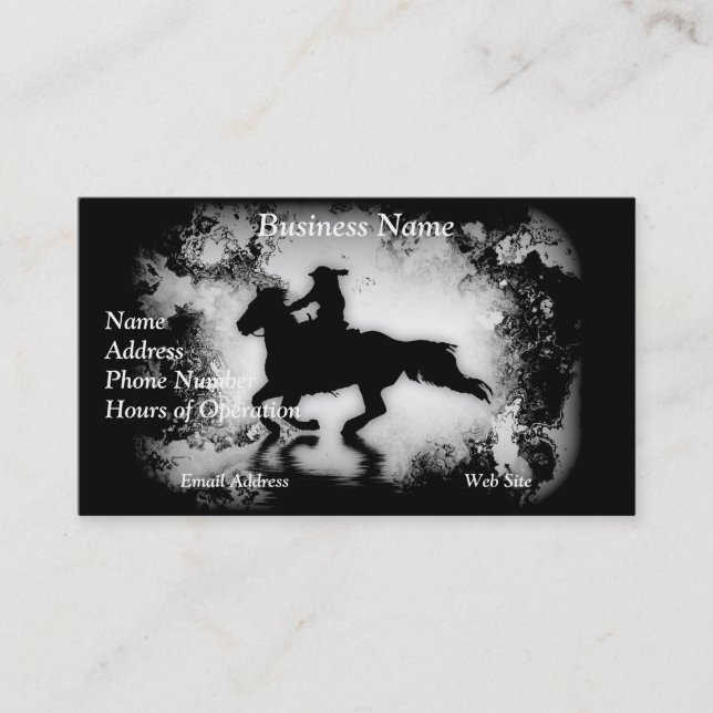 Western-style Galloping Horse and Rider Business Card (Front)