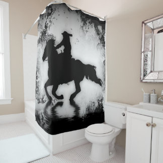 Western-style Galloping Horse and Rider Shower Curtain