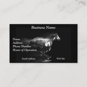Western-style Galloping Pinto Horse and Smoke Business Card