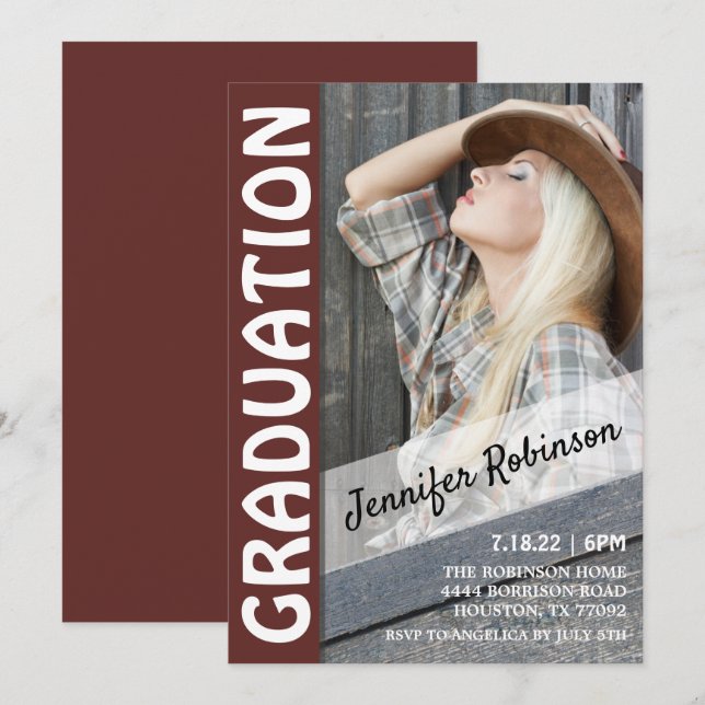 Western Style Graduation Invitation (Front/Back)