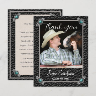 Western Style Graduation Photo Thank You Card