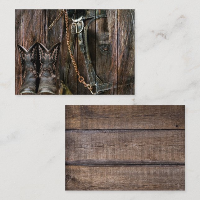 Western Style Horse And Cowboy Boots Business Card (Front/Back)