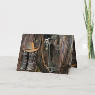 Western Style Horse And Cowboy Boots Thank You Car Card