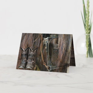 Western Style Horse And Cowboy Boots Thank You Car Card