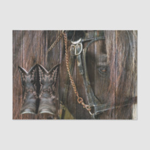 Western Style Horse And Cowboy Boots Tissue Paper