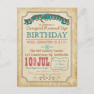 Western Style Postcard Invitation