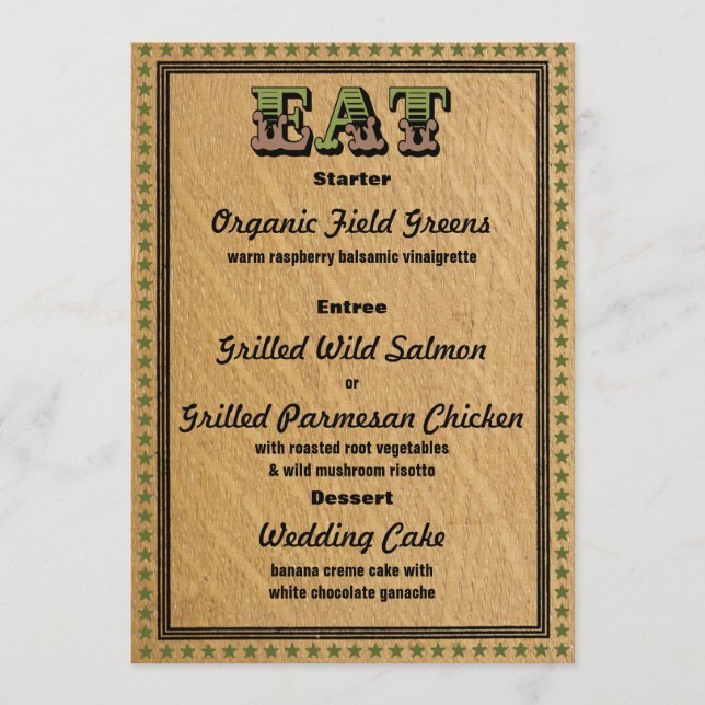 Western Style Reception PartyDinner Menu (Front)