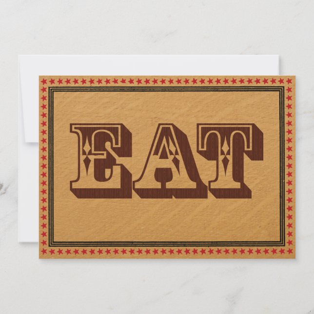 Western Style Reception PartyDinner Menu Invitation (Back)