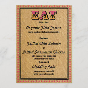 Western Style Reception PartyDinner Menu Invitation