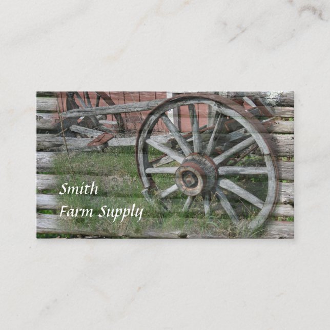 Western Style Rustic Wagon Wheel Business Cards (Front)