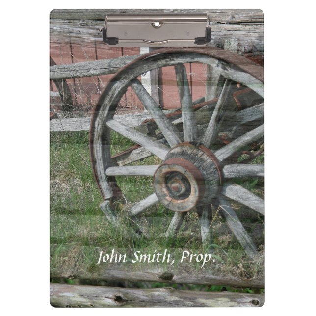 Western Style Rustic Wagon Wheel Clipboard (Front)