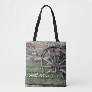 Western Style Rustic Wagon Wheel Tote Bag