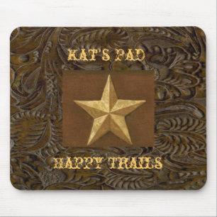 Western Style Star Leather Tool Print Mousepad