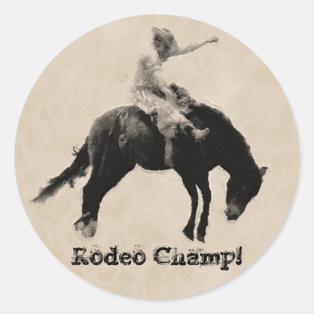 Western-style Western-style Bucking Bronco Cowboy Classic Round Sticker (Front)