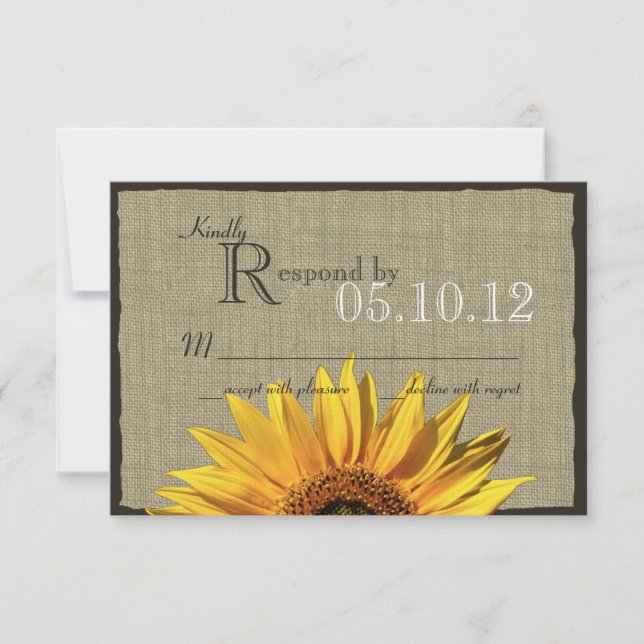 Western Sunflower and Burlap Wedding Response (Front)
