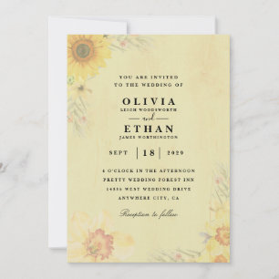 western sunflower wedding invitations