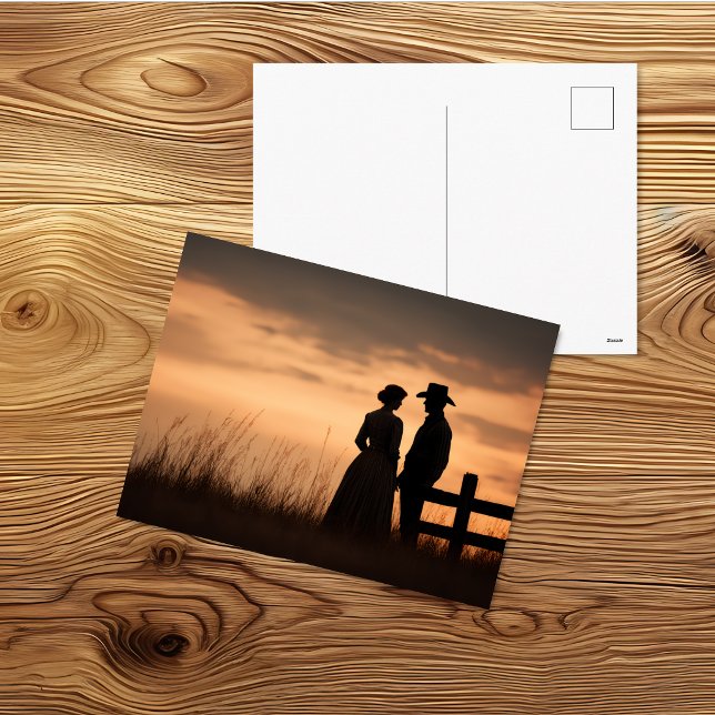 Western Sunset Couple Silhouette Postcard (Creator Uploaded)