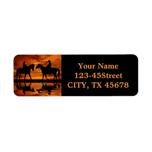 Western Sunset Horseback Riding cowboy silhouette (Front)