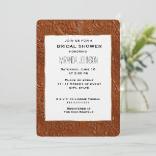Western Tan Brown Bohemian Cowgirl Bridal Shower Invitation