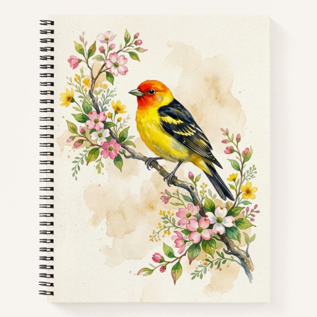Western Tanager Bird  Notebook (Front)