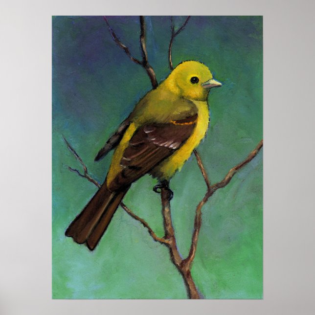 Western Tanager, Wildlife Art Poster (Front)